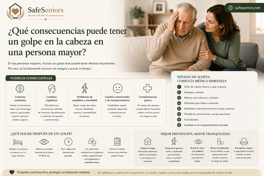 ¿Qué consecuencias puede tener un golpe en la cabeza en una persona mayor?