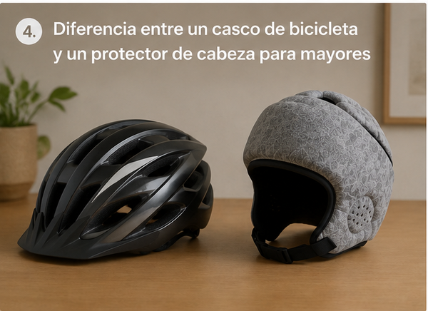 Diferencia entre un casco de bicicleta y un protector de cabeza para mayores